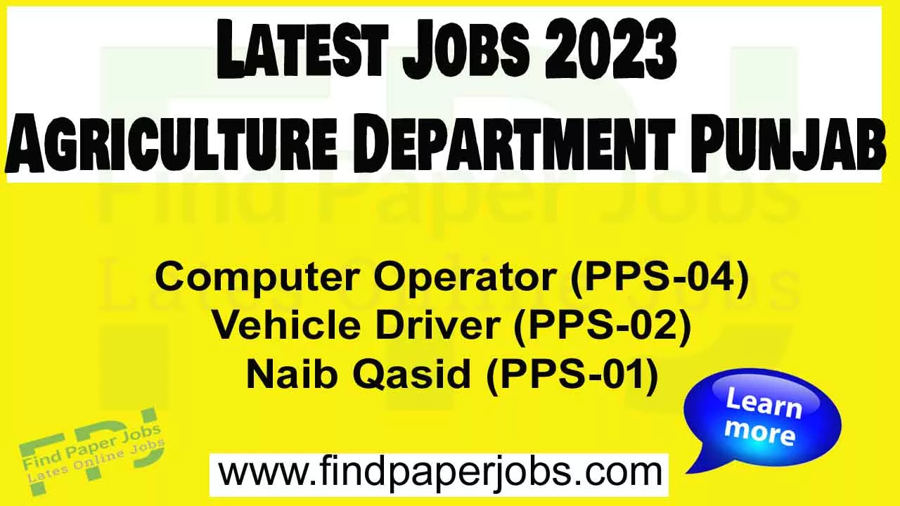 Agriculture Department Punjab jobs 2023