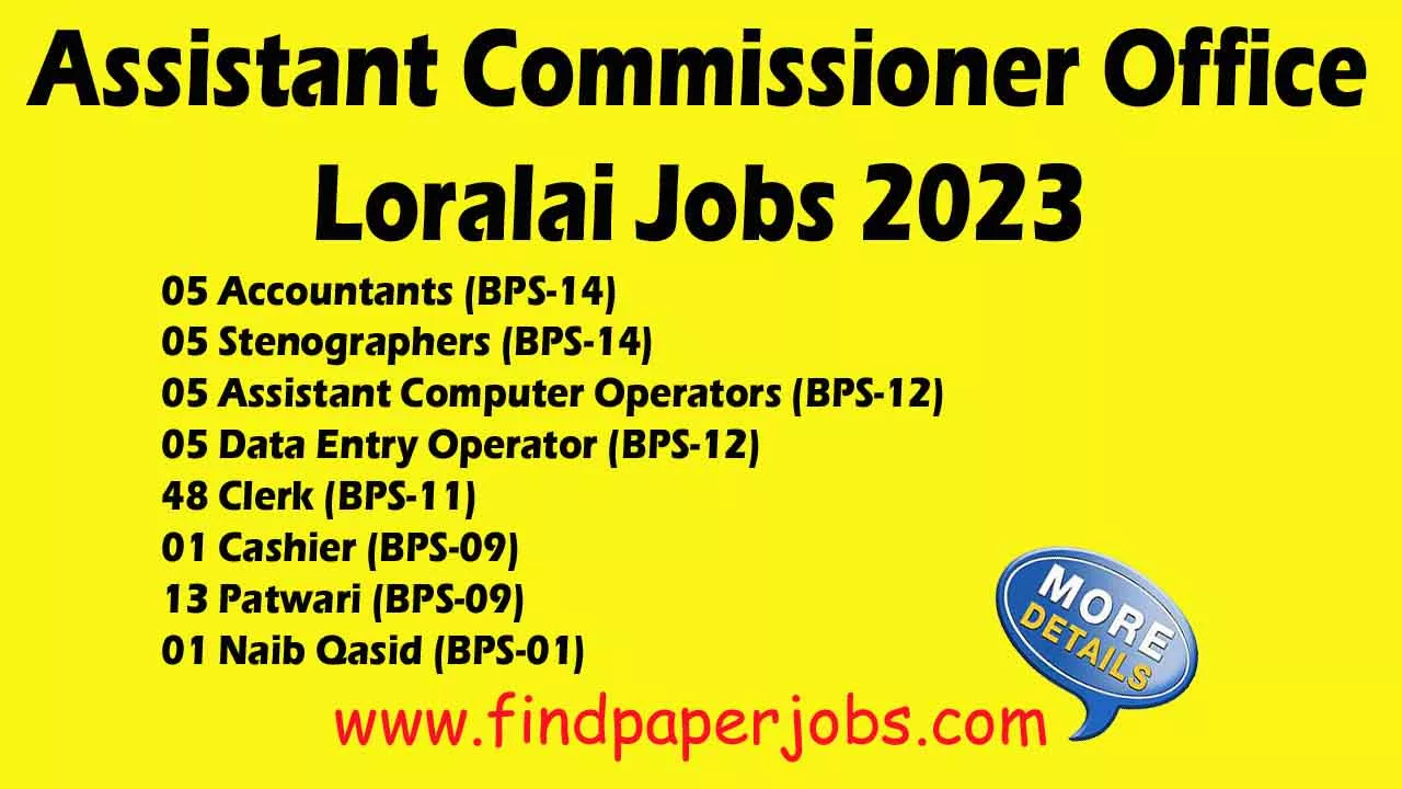 Jobs In Assistant Commissioner Office Loralai