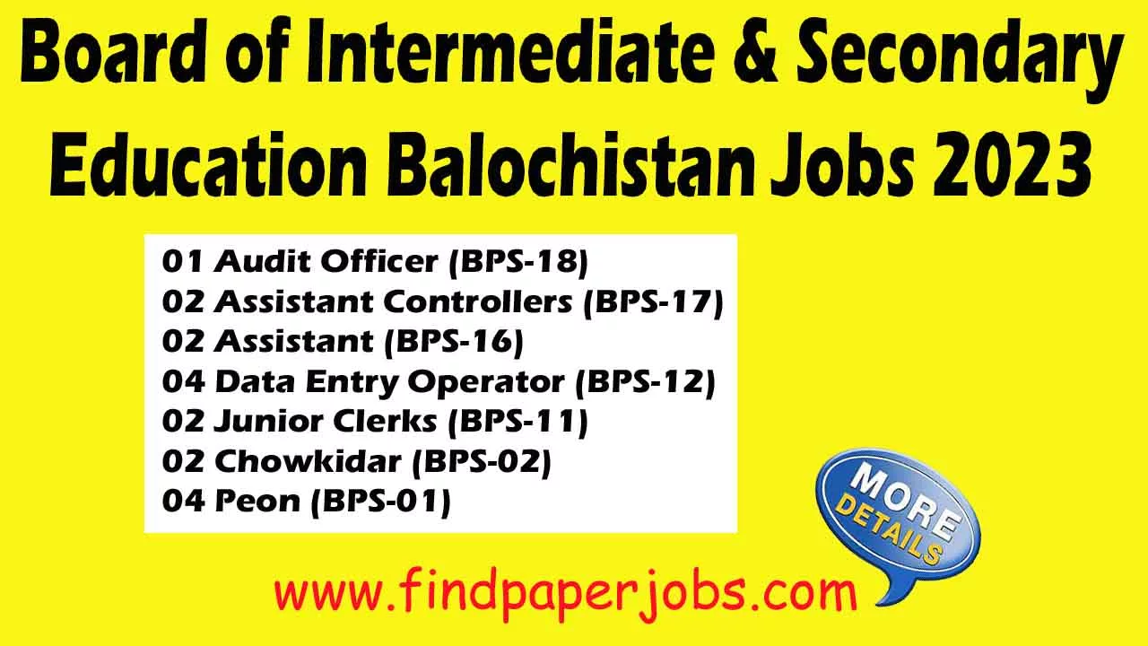 Apply For Jobs In BISE Balochistan 2023