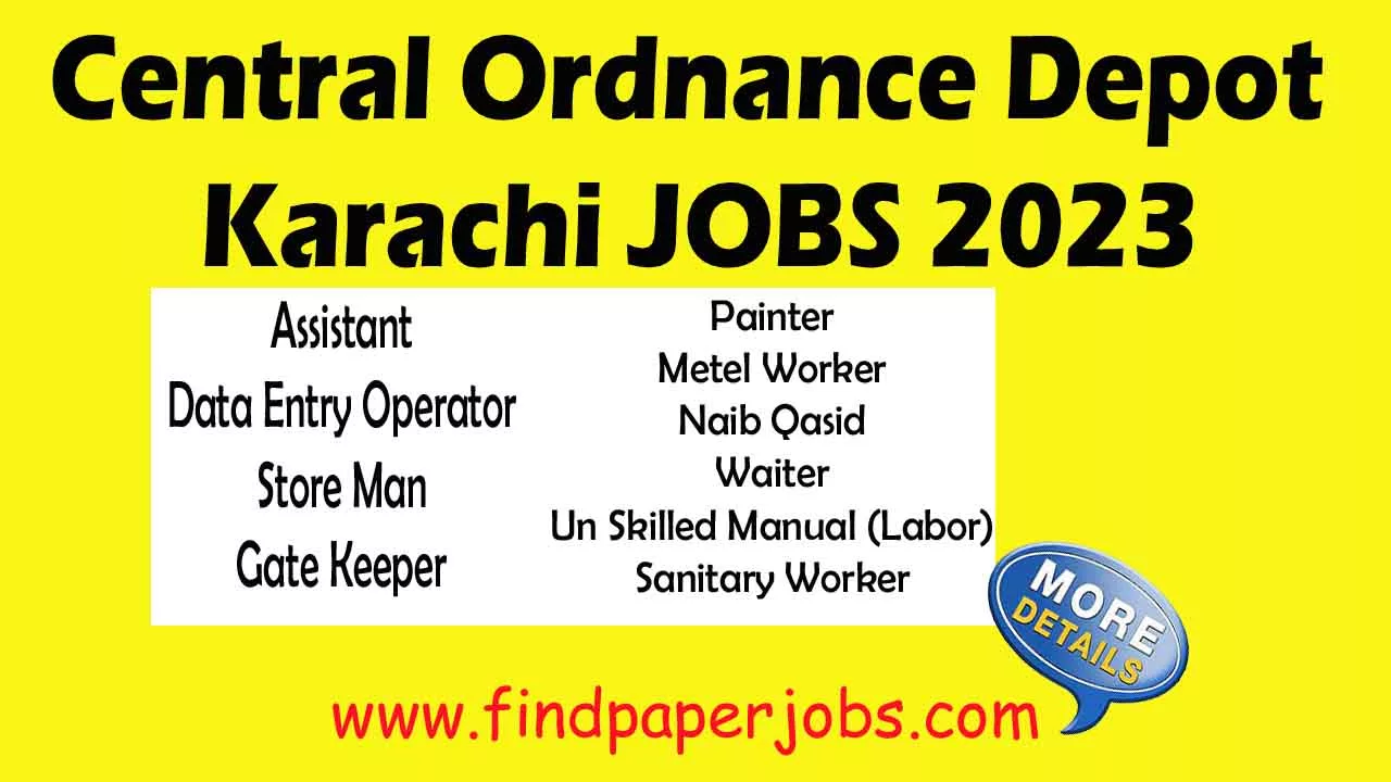 Jobs In Central Ordnance Depot Karachi