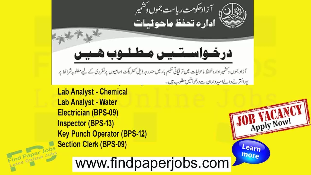Jobs In Environment Protection Department AJK 2023