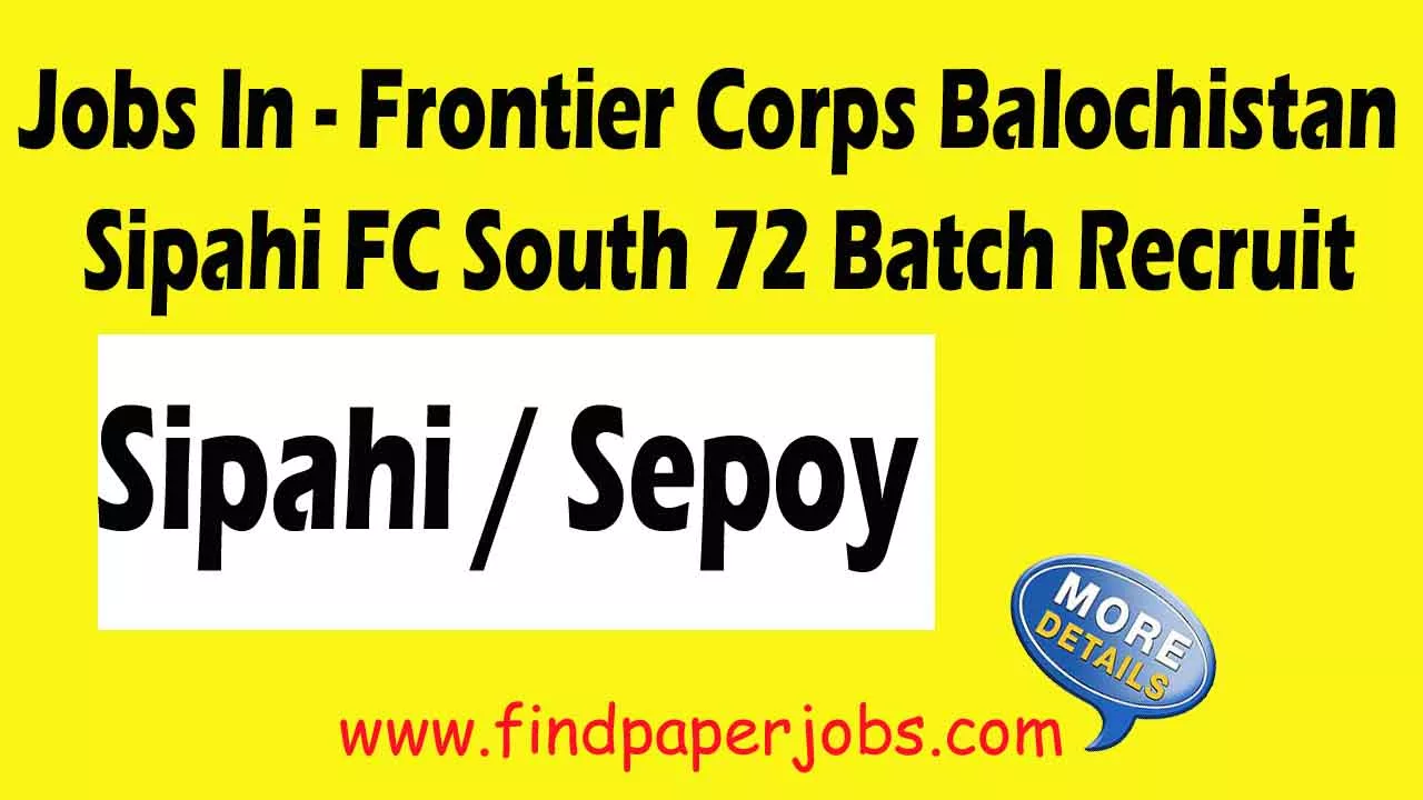Jobs In Frontier Corps Balochistan Sipahi FC