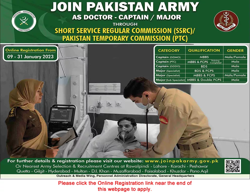 Join Pakistan Army as GDMO & Specialist Doctor 2023