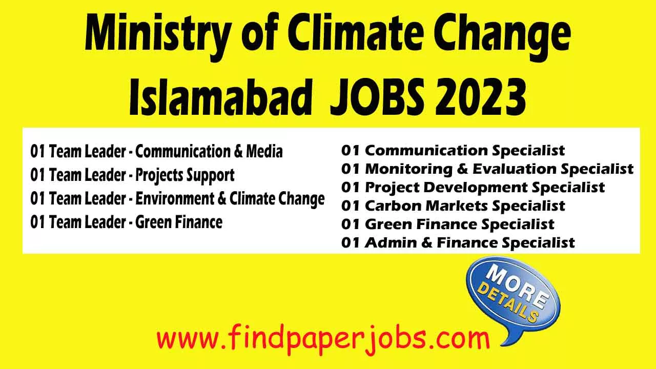 Jobs In Ministry of Climate Change Islamabad