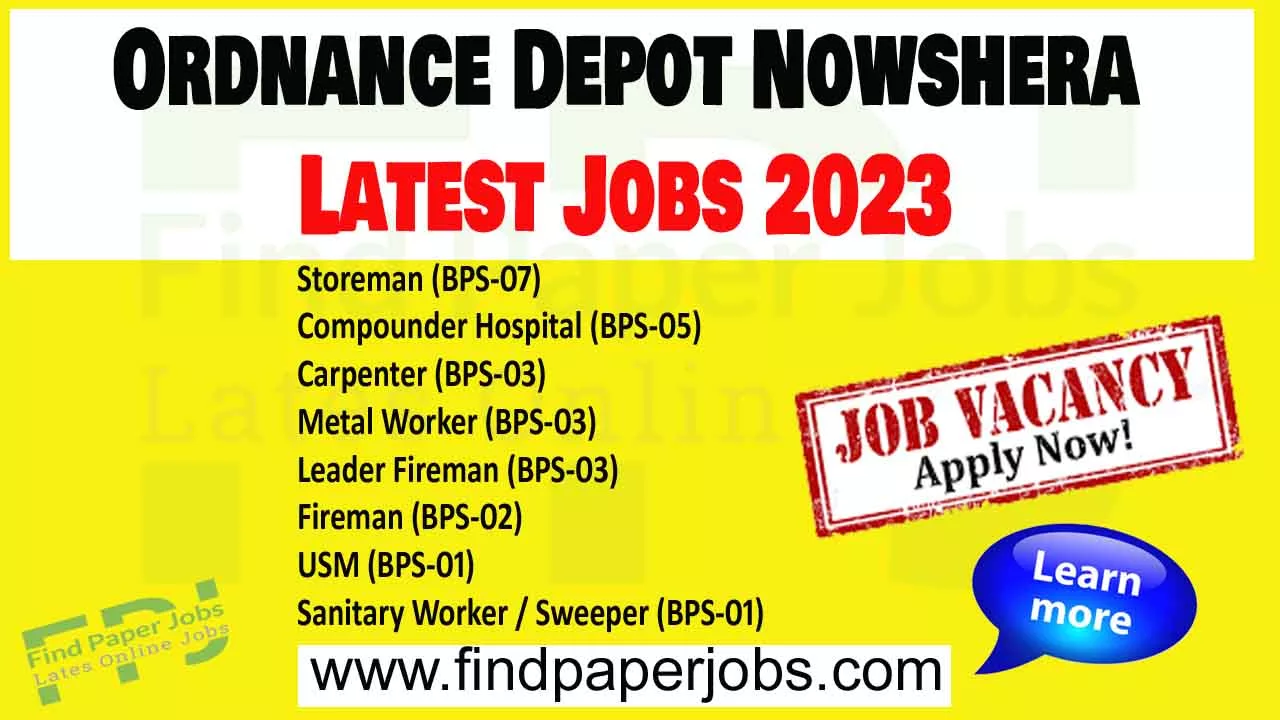 Latest Jobs In Ordnance Depot Nowshera 2023