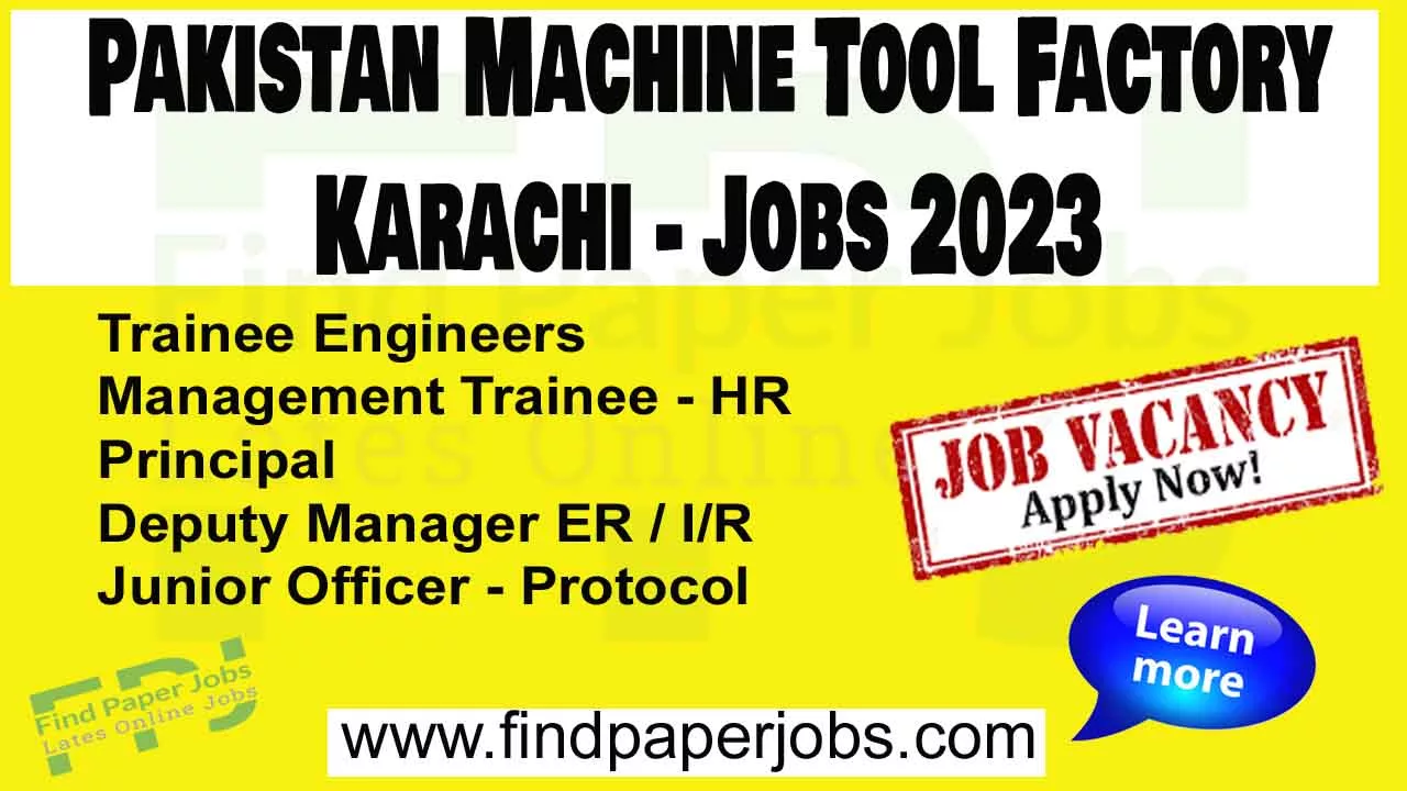 Pakistan Machine Tool Factory Jobs