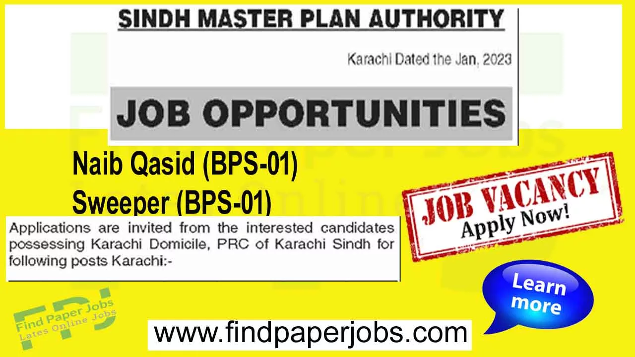 Jobs In Sindh Master Plan Authority Karachi 2023