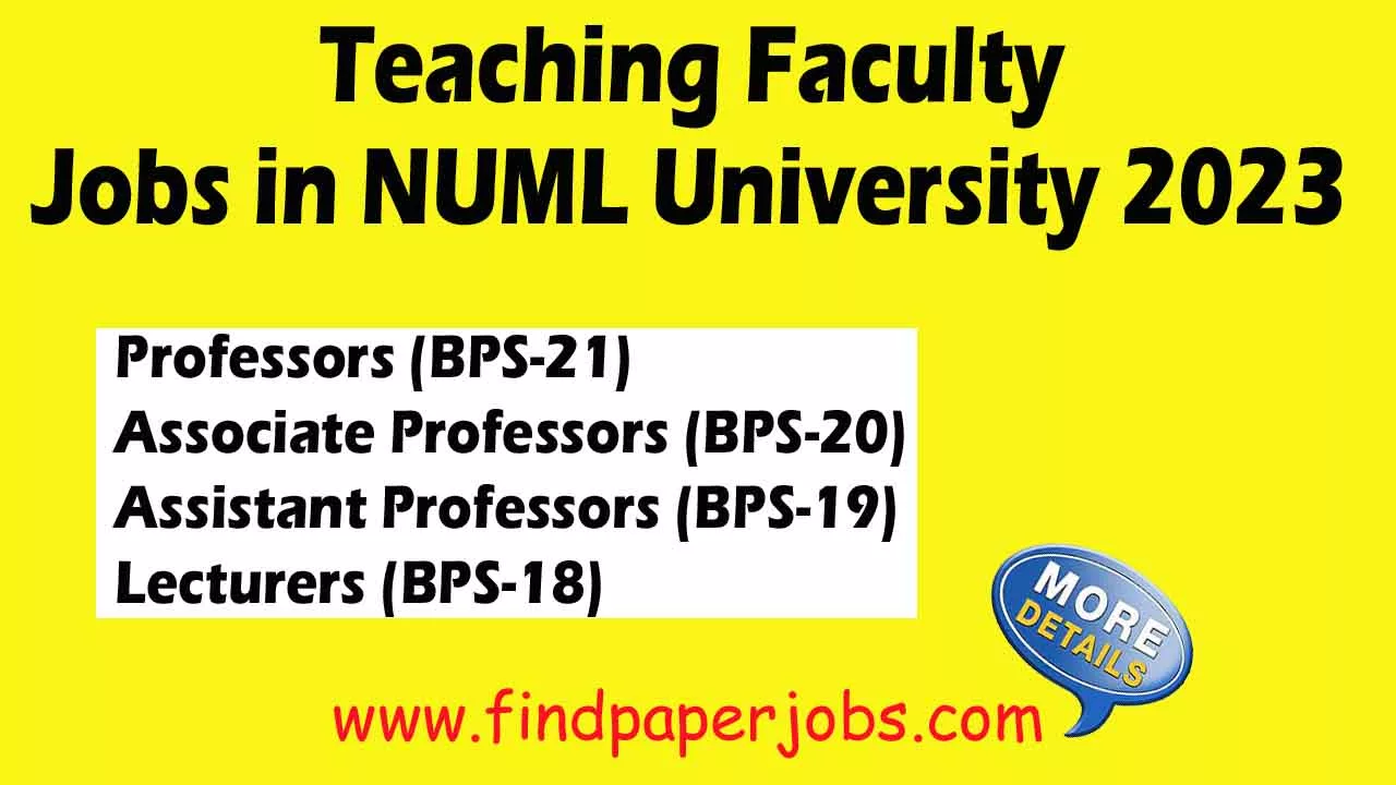 Teaching Faculty Jobs in NUML University 2023