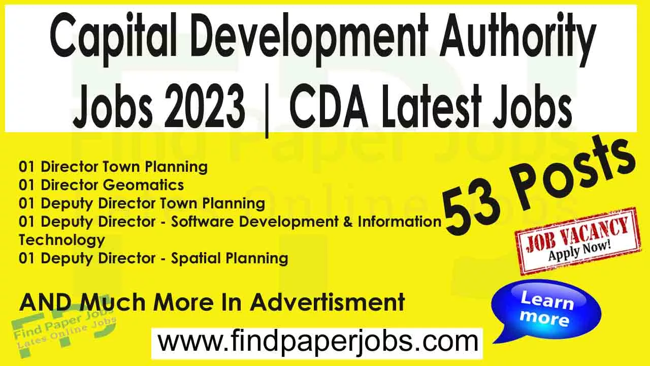 Jobs In Capital Development Authority 2023