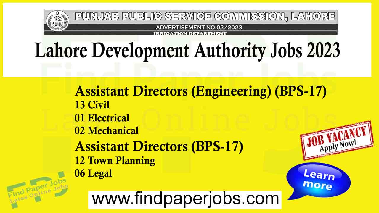 Jobs In LDA Lahore Development Authority 2023