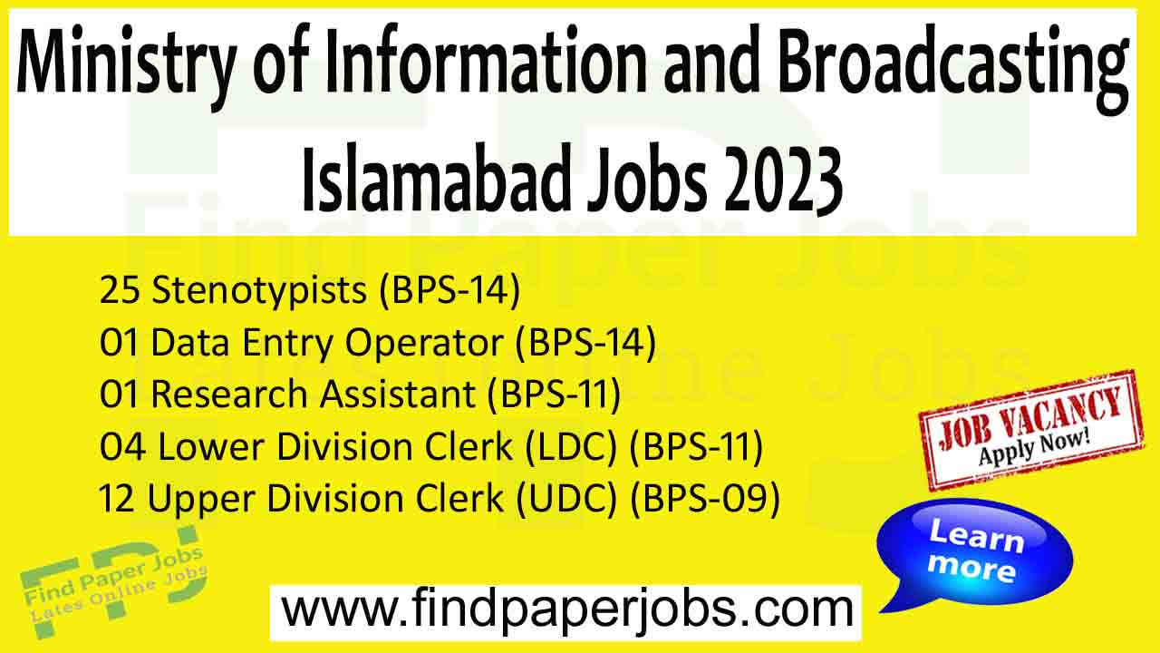 Ministry of Information and Broadcasting Islamabad Jobs 2023