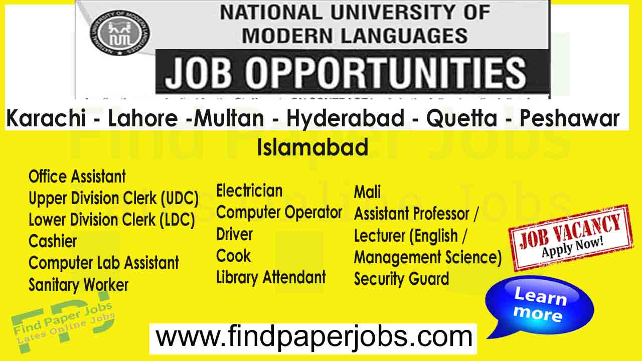 Jobs In NUML University Jobs 2023