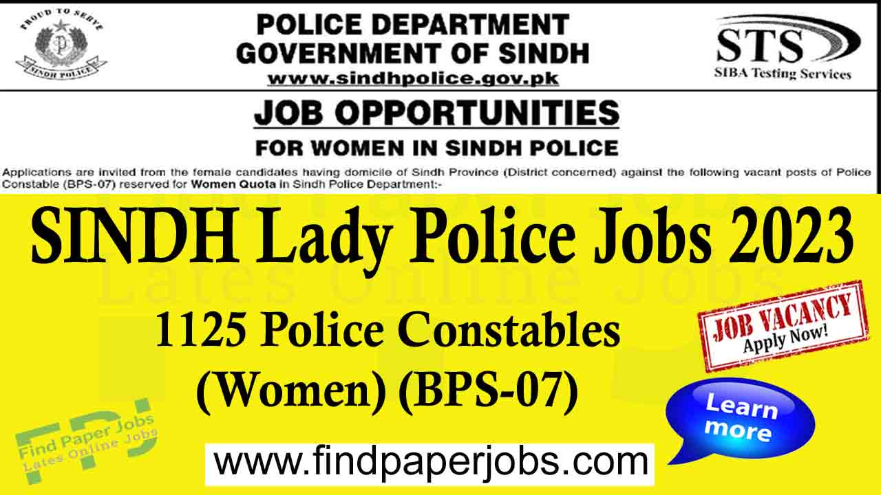 SINDH Lady Police Jobs 2023