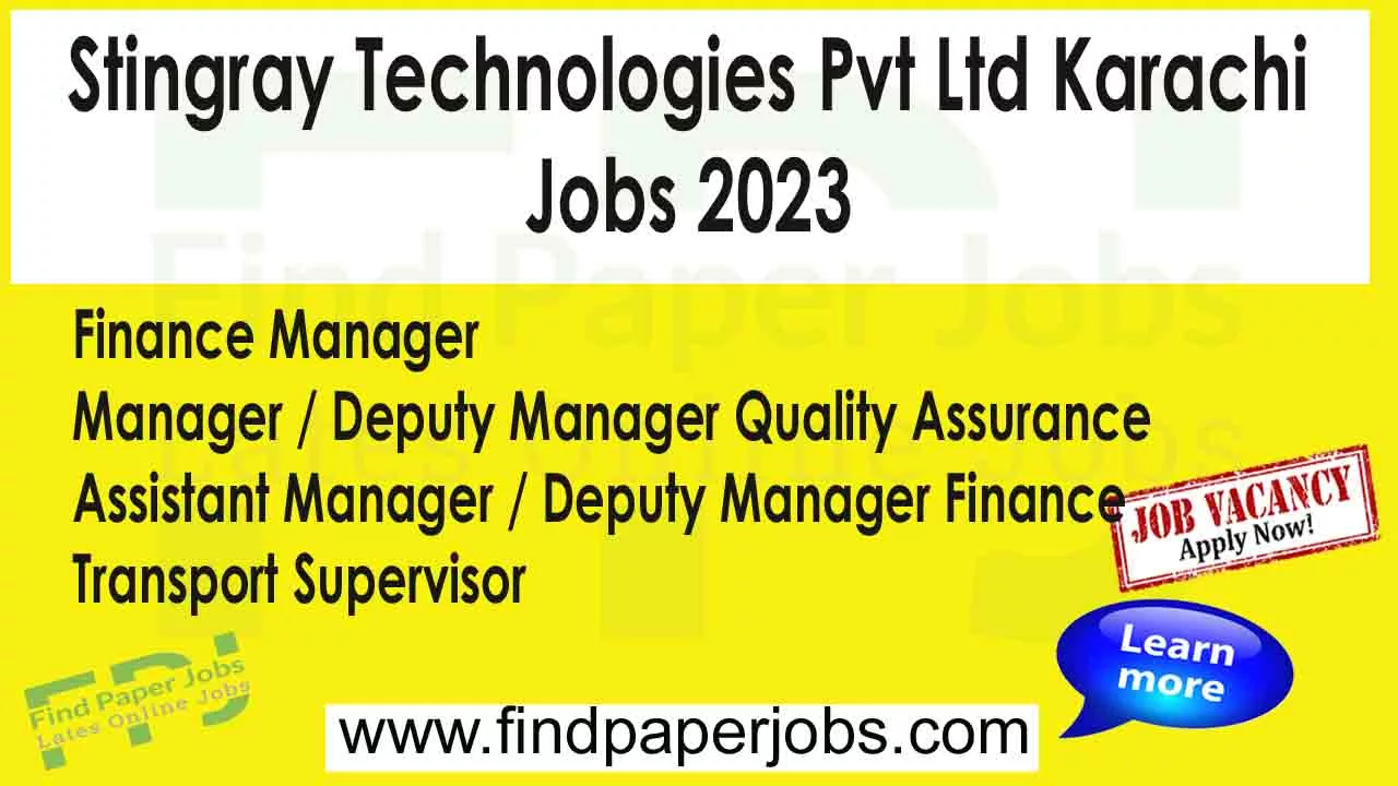 Stingray Technologies Pvt Ltd Karachi Jobs 2023