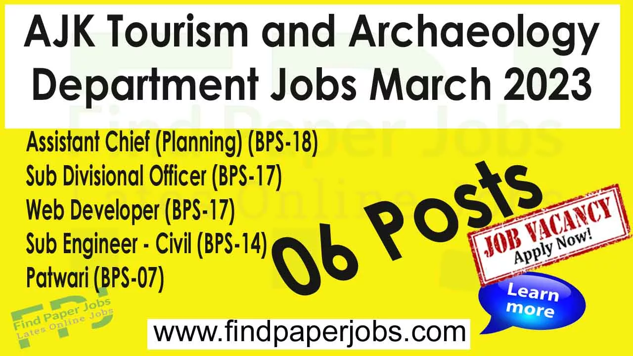 AJK Tourism and Archaeology Department Jobs March 2023-