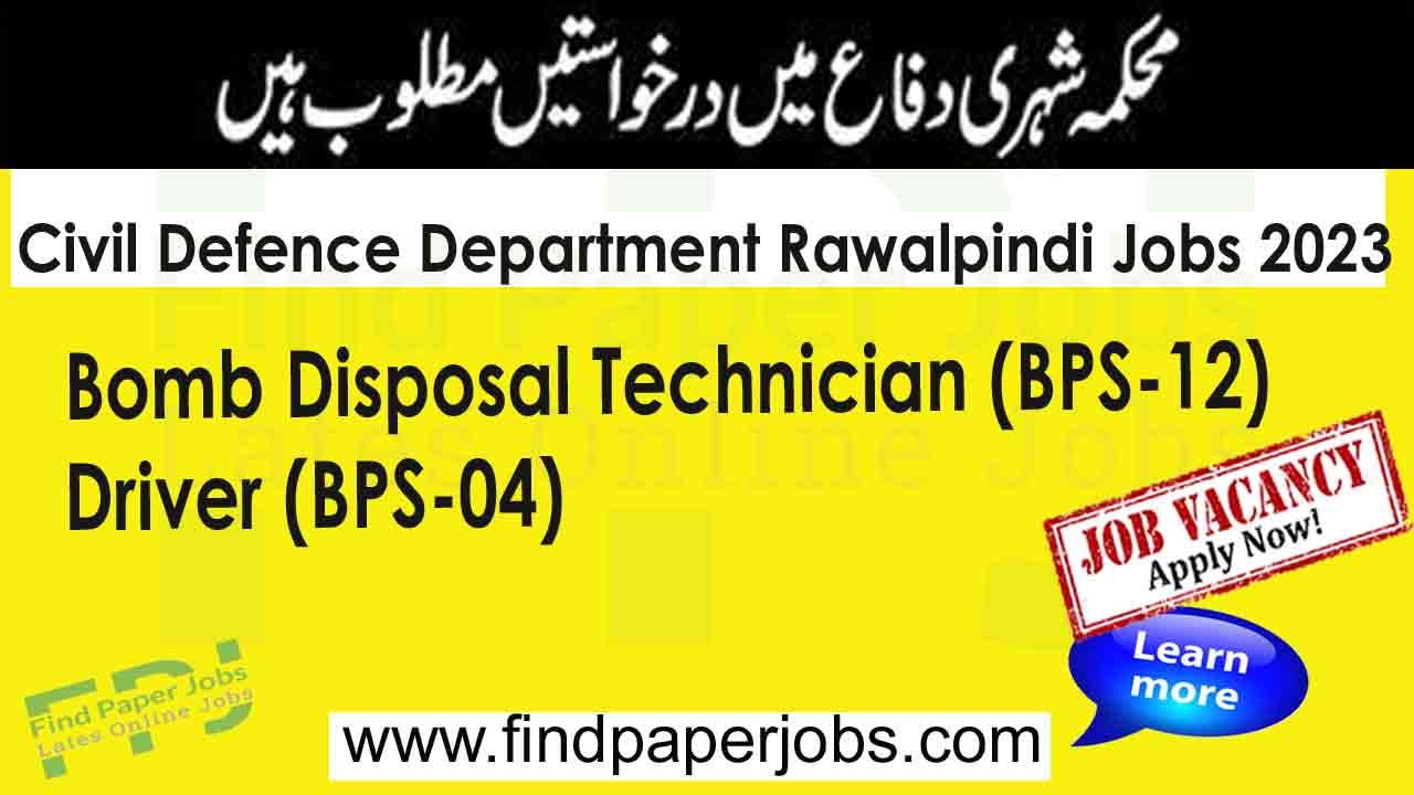 Jobs In Civil Defence Department Rawalpindi 2023