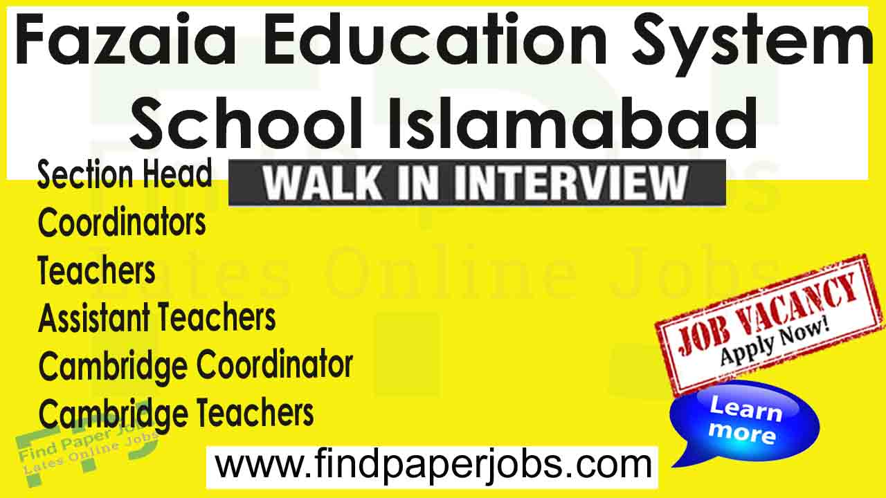 Jobs Fazaia Education System School Islamabad 2023