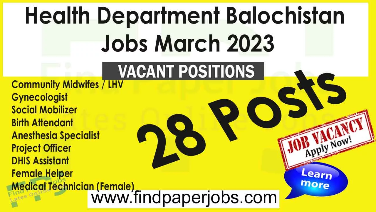 Health Department Balochistan Jobs March 2023