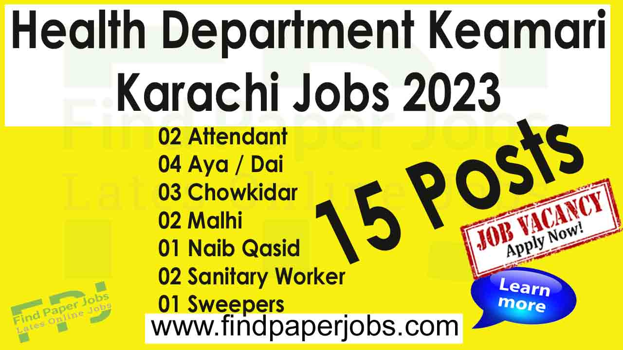 Jobs In Health Department Keamari Karachi 2023