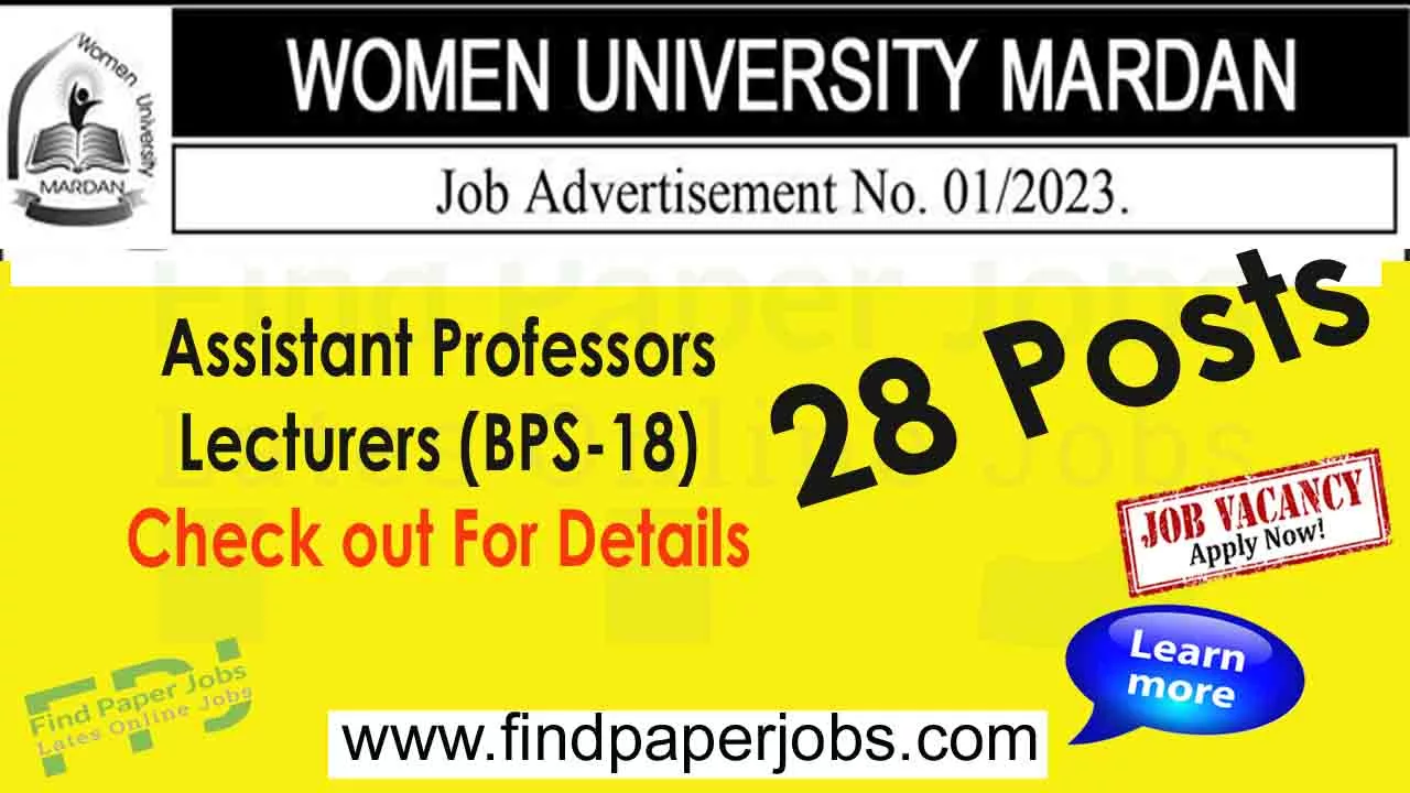 Jobs In Women University Mardan 2023