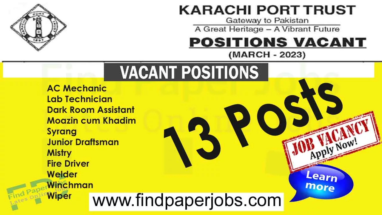 Karachi Port Trust Jobs 2023