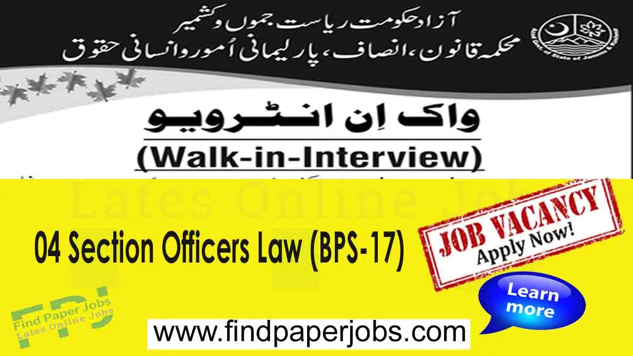 Jobs in Law Justice Parliamentary Affairs and Human Rights AJK 2023