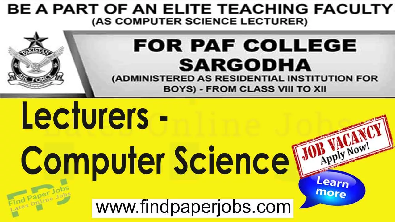 Lecturer Jobs in PAF College Sargodha 2023