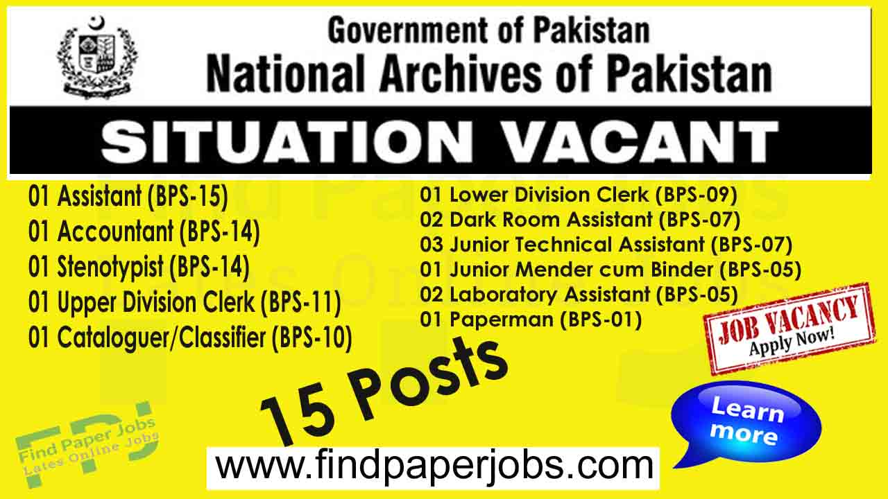 Jobs In National Archives of Pakistan 2023