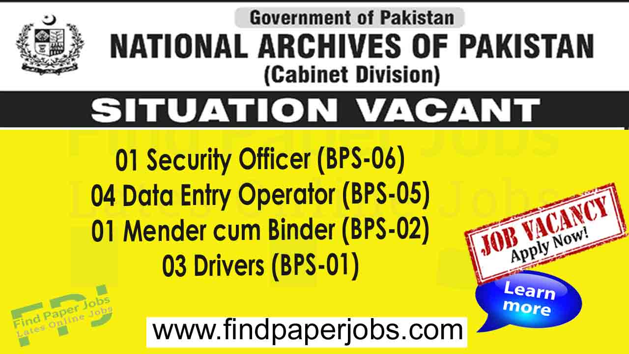 Jobs In National Archives of Pakistan March 2023