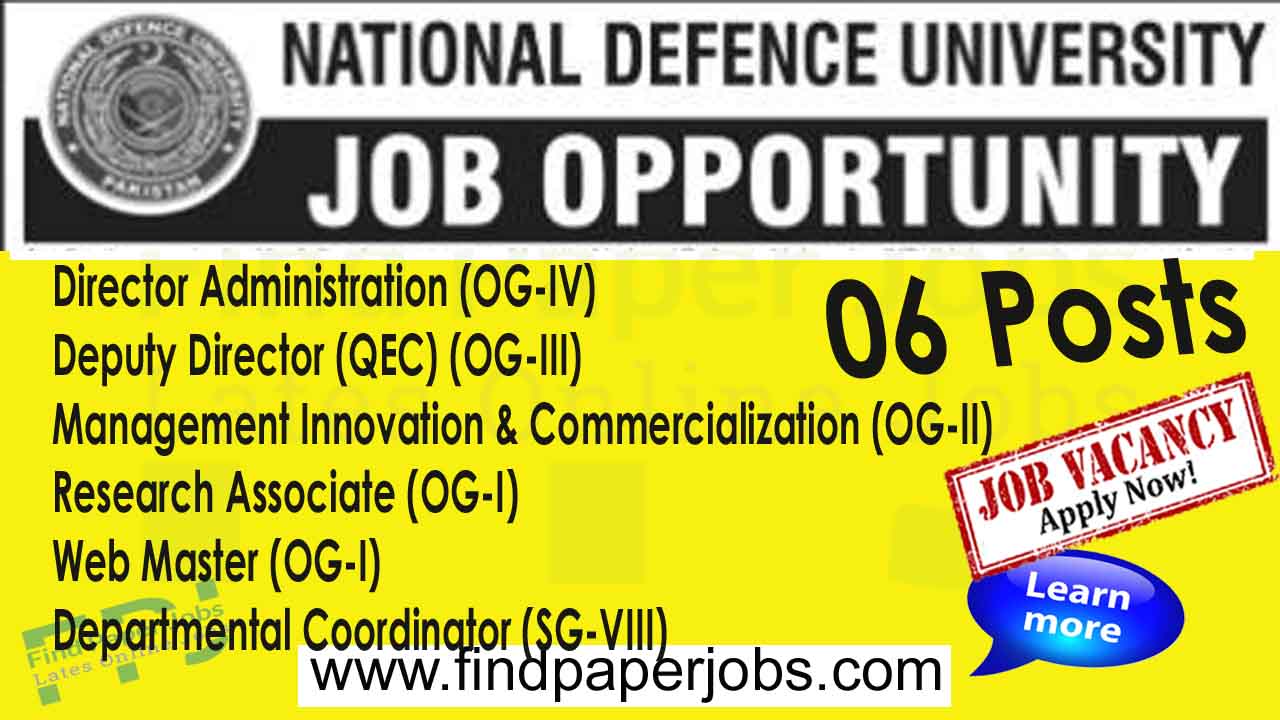 National Defence University Islamabad Jobs 2023