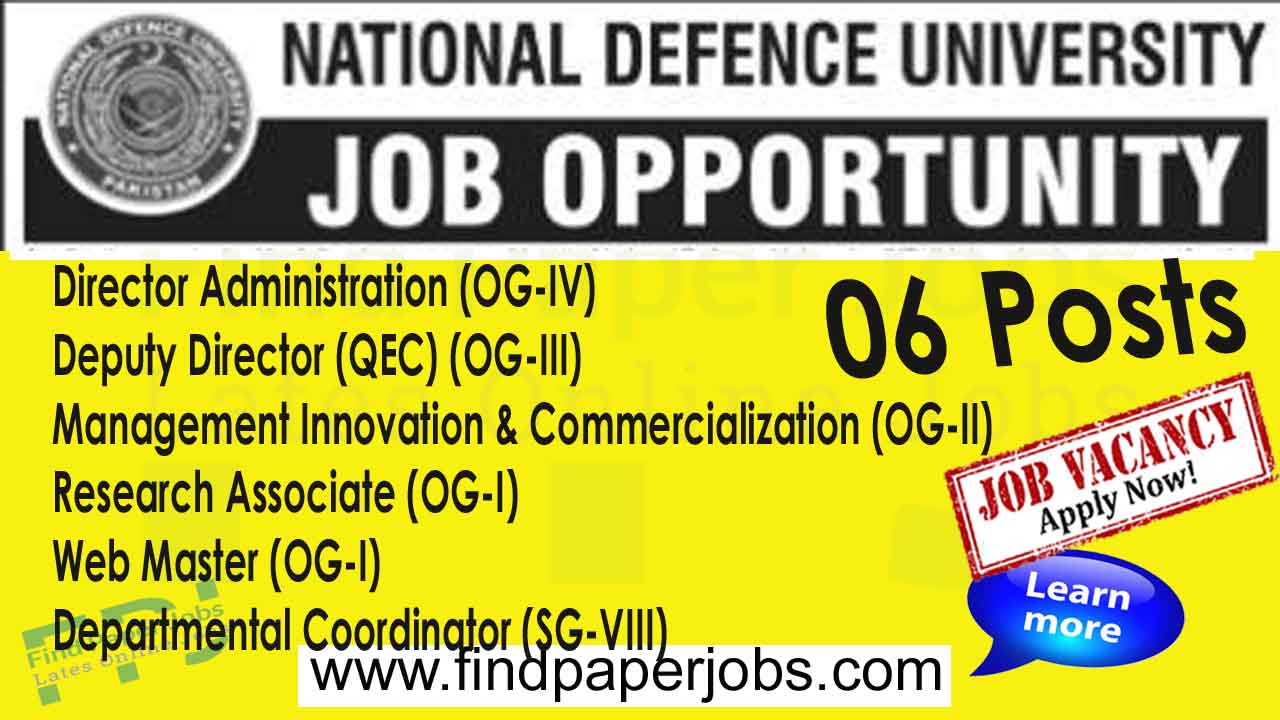 Jobs In National Defence University Islamabad 2023