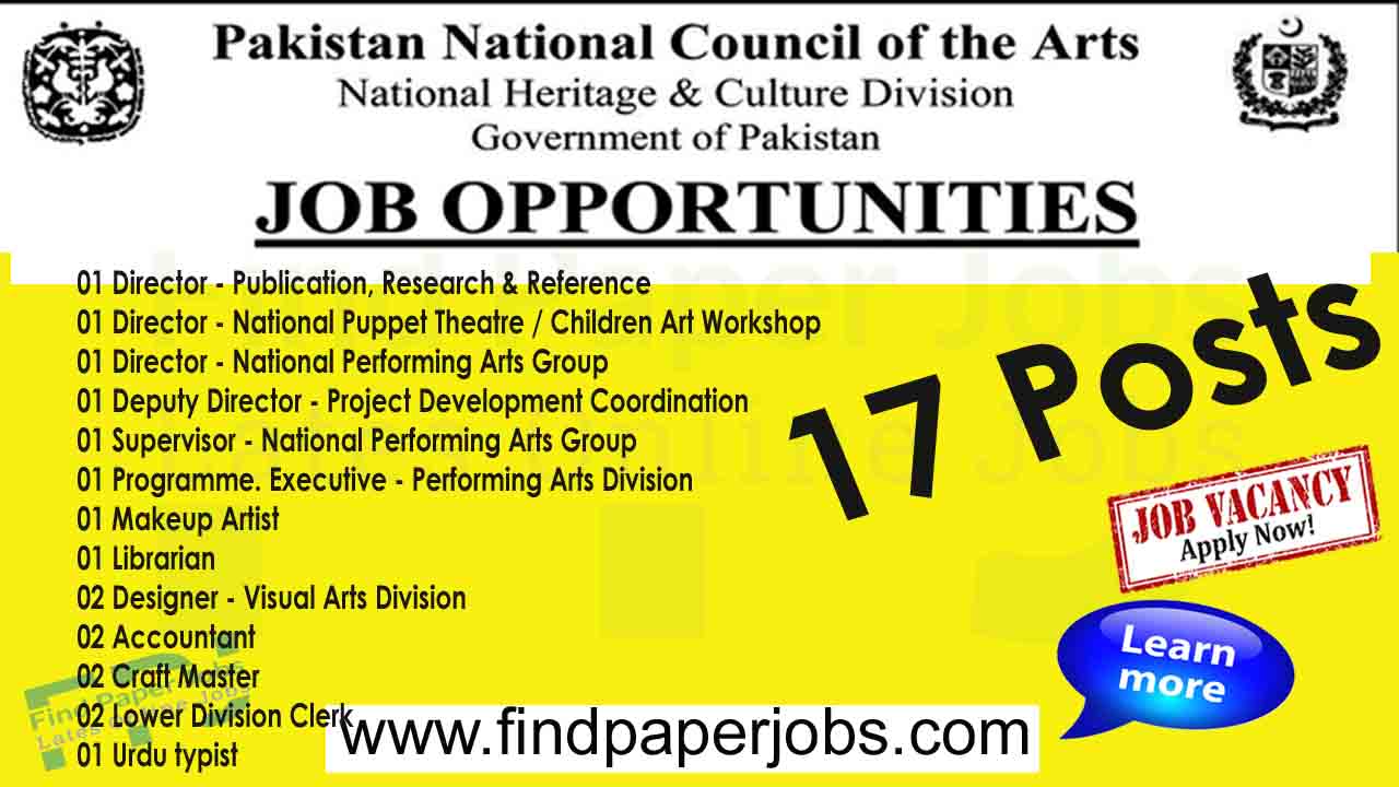 Jobs In Pakistan National Council of Arts 2023