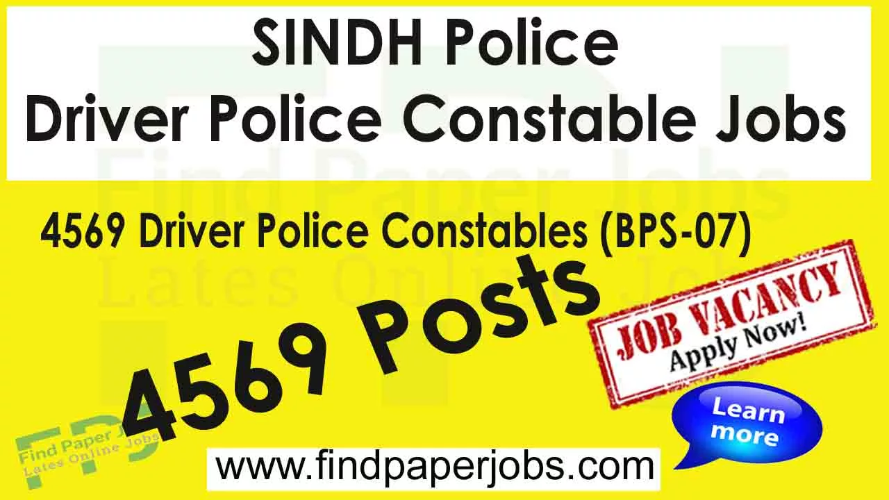 Police Constable Driver Jobs in Sindh Police 2023