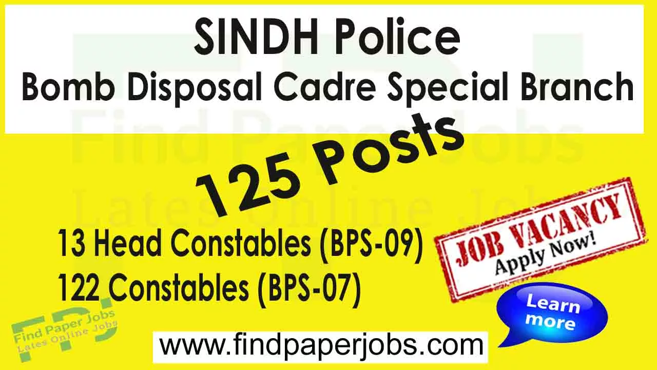 Sindh Police Bomb Disposal Cadre Special Branch