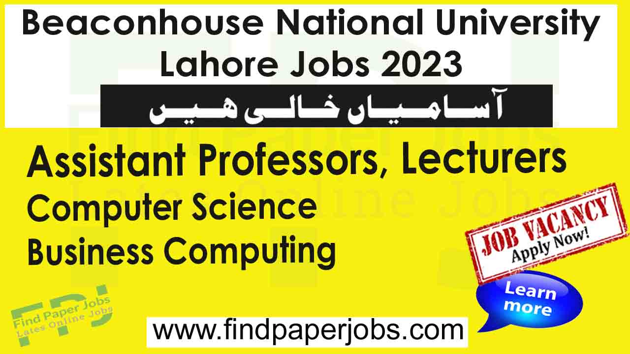 Jobs In Beaconhouse National University Lahore 2023