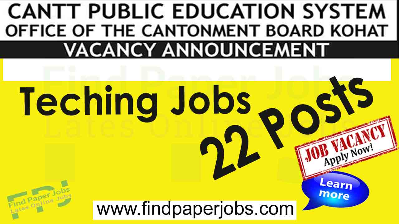Teaching Jobs in Cantonment Board Kohat 2023