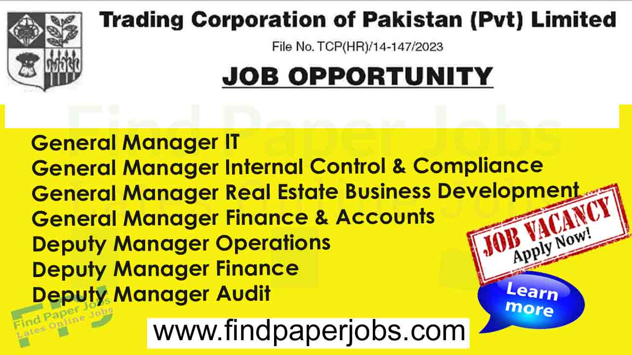 Jobs In Trading Corporation of Pakistan Karachi Jobs 2023