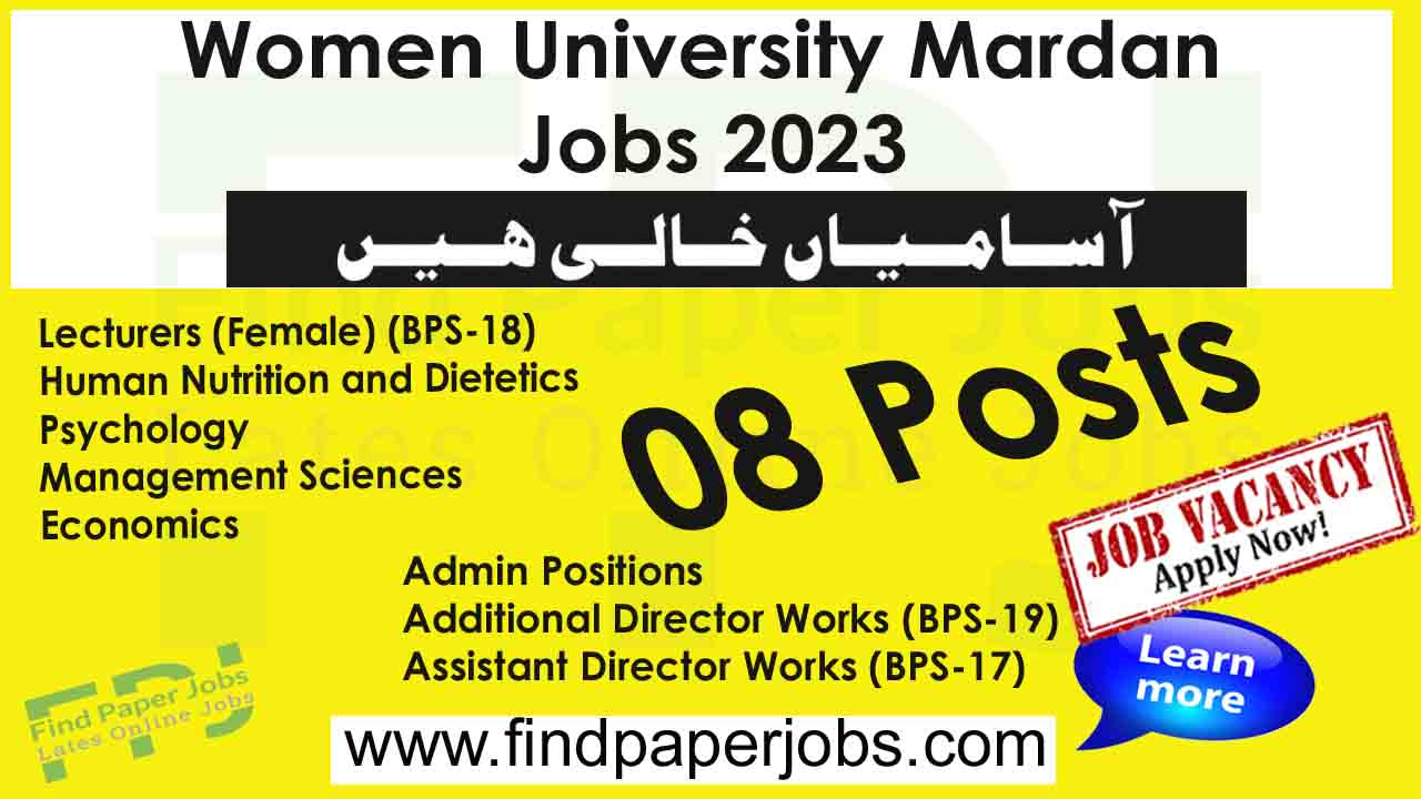 Lecturers Jobs In Women University Mardan 2023