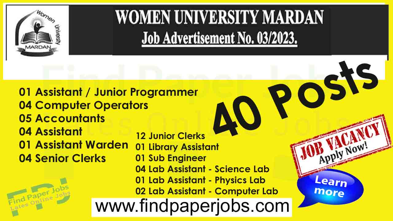 Jobs In Women University Mardan 2023