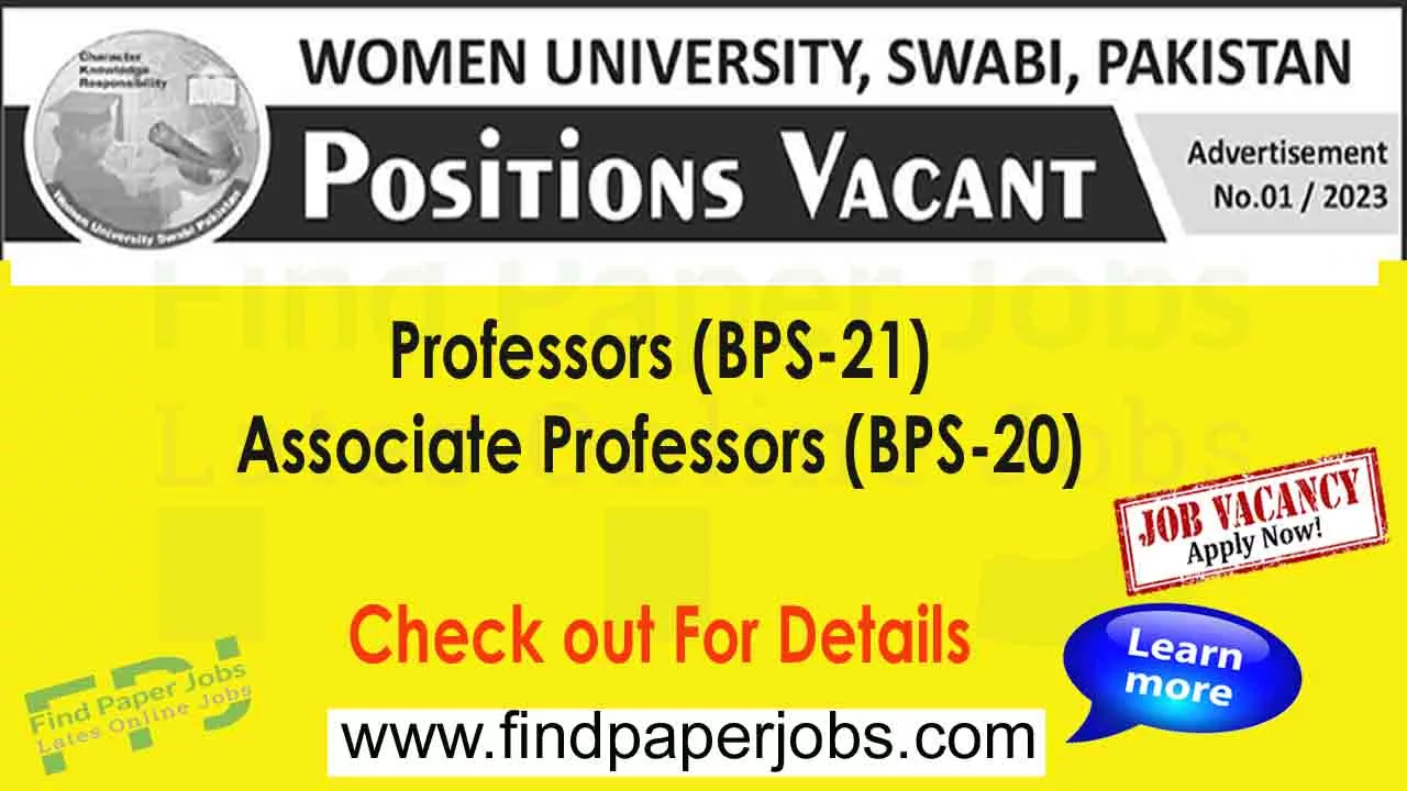 Women University Swabi Jobs 2023