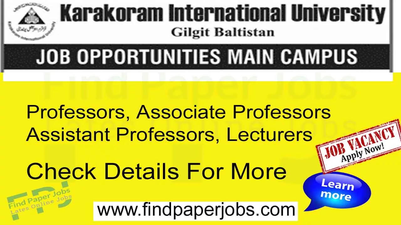 Karakoram International University Gilgit Baltistan jobs 2023