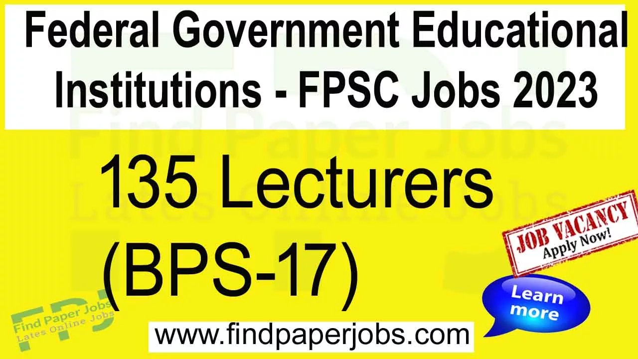 Lecturer Jobs in Federal Government Educational Institutions 2023