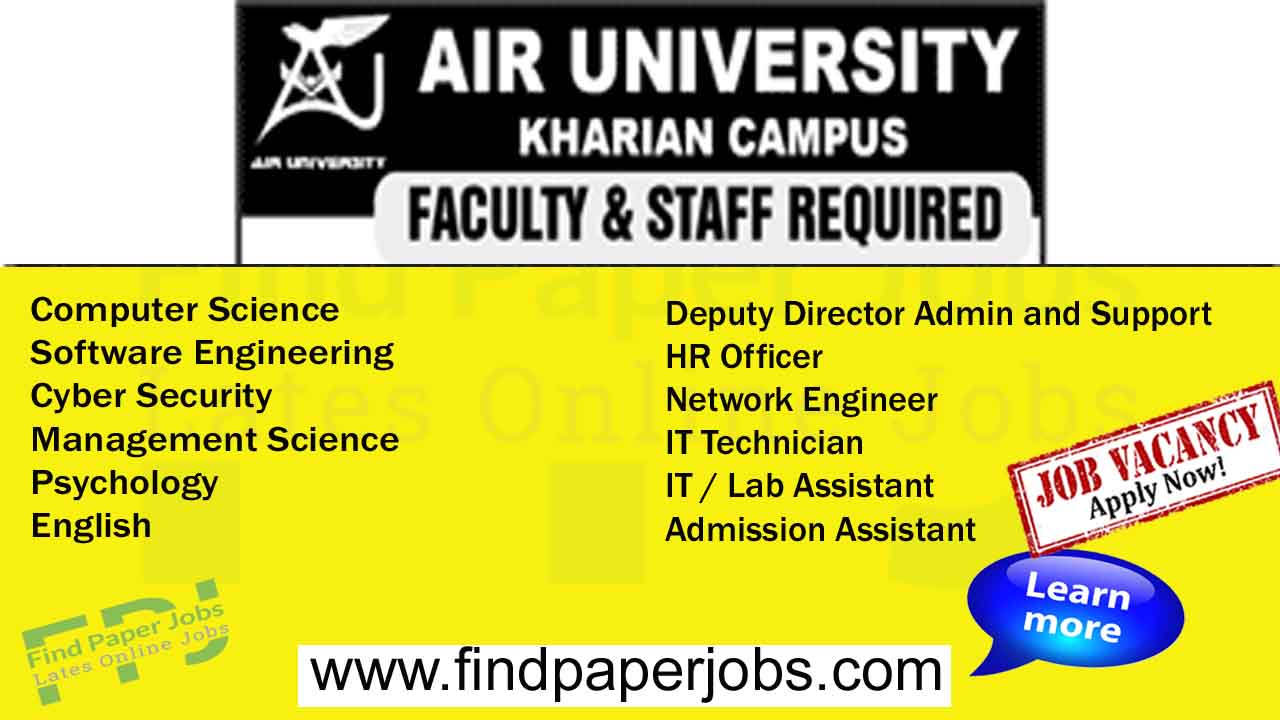 Jobs In Air University Kharian Campus 2023