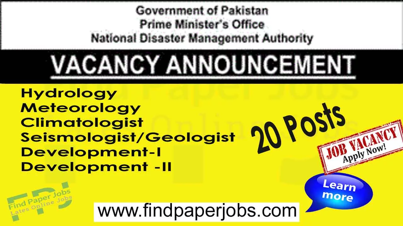 Jobs In NDMA 2023 | National Disaster Management Authority Jobs 2023