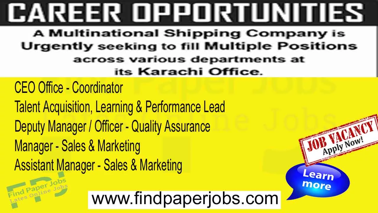 Jobs In Shipping Company Karachi 2023