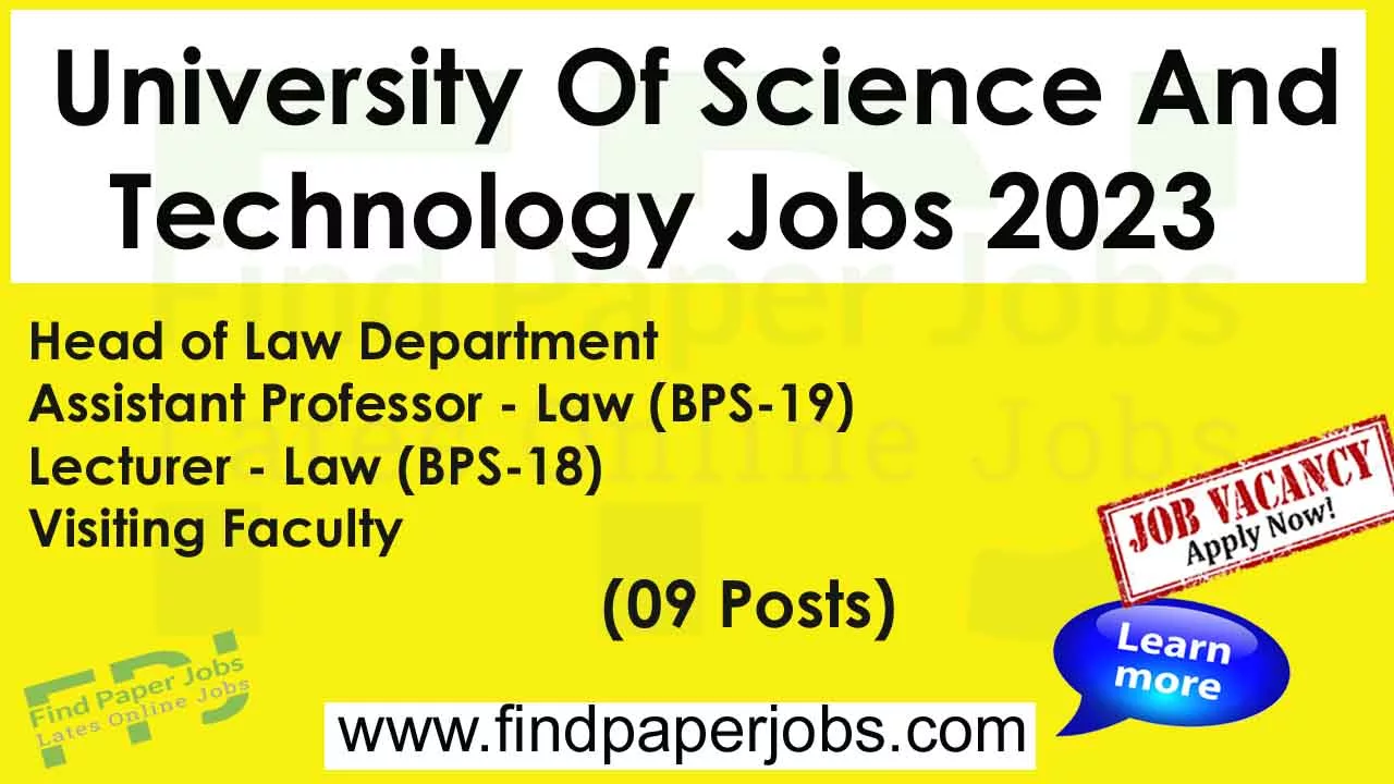 University Of Science And Technology In Bannu Jobs 2023