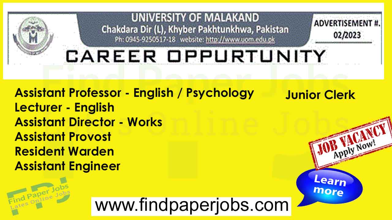 Jobs In University Of Malakand 2023