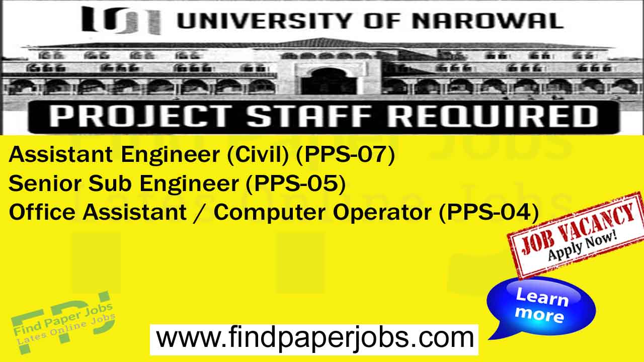 Jobs In University of Narowal September 2023