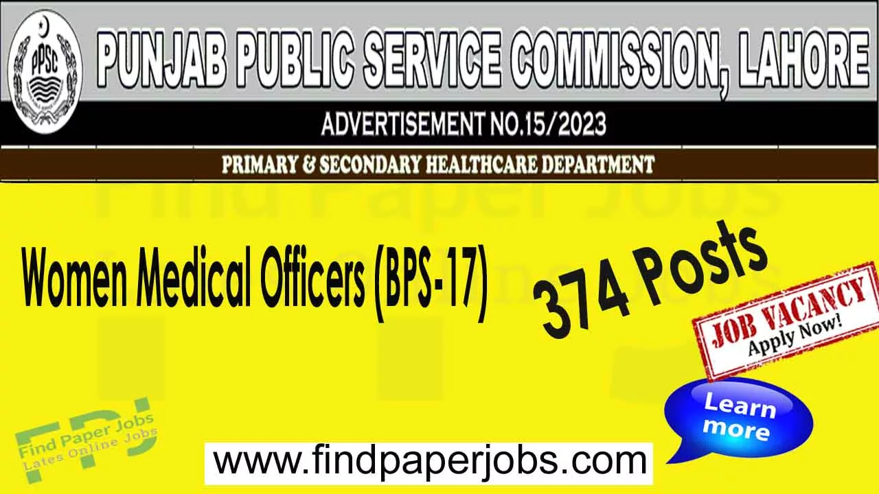 Women Medical Officer Primary And Secondary Healthcare Department Punjab 2023
