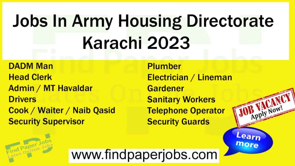 Army Housing Directorate Karachi Job 2023